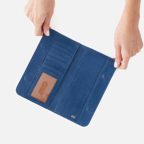 NWT New Hobo ANGLE Continental Wallet Atlantis Blue Leather Retired Rare